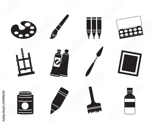 Silhouette painter, drawing and painting icons