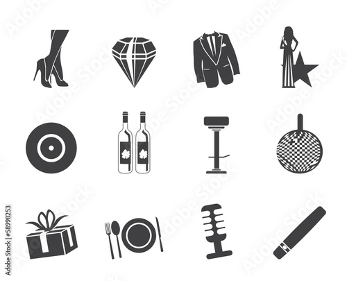 Silhouette Luxury party and reception icons - vector icon set