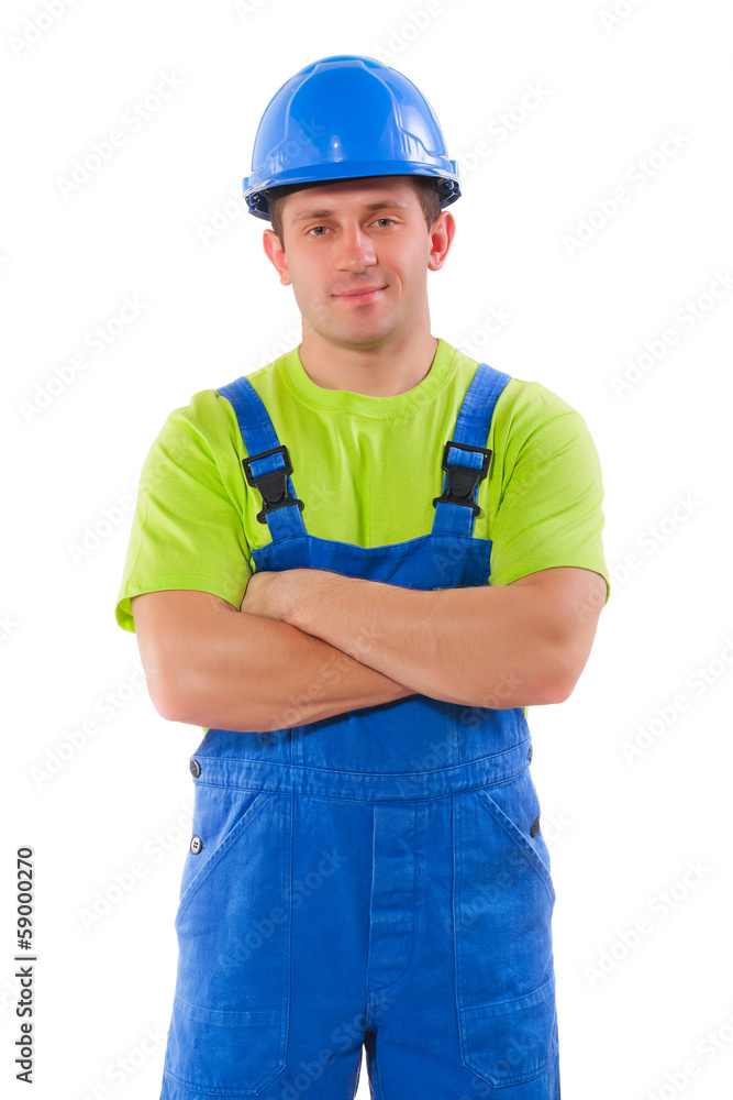 worker with crossed ardms isolated worker with crossed ardms isolated