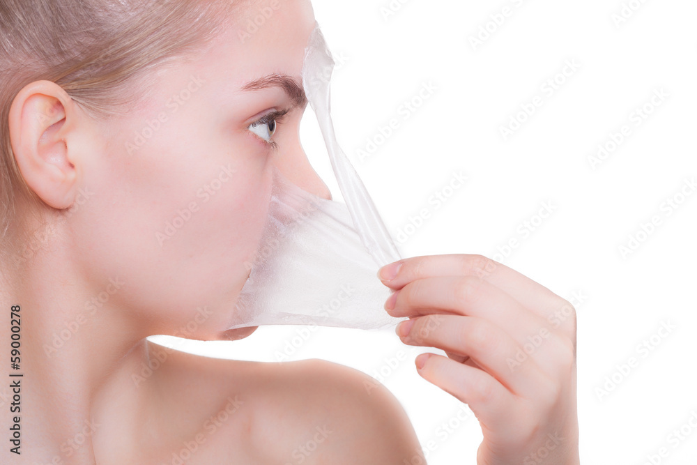 Φωτογραφία Portrait blond girl in facial mask. Beauty and skin care.