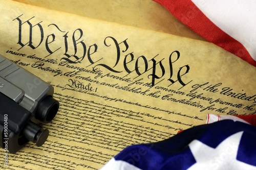 US Constitution with Hand Gun - Right To Keep and Bear Arms