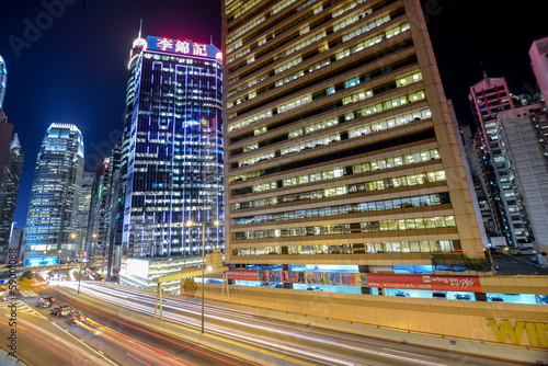Night traffic with long shutter in Hong Kong