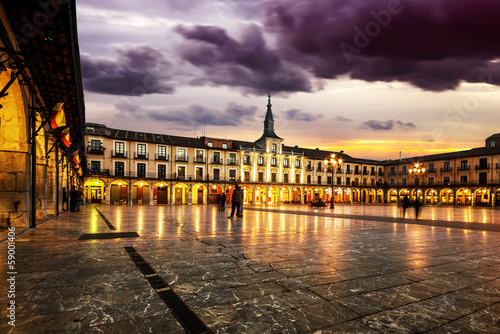 Plaza Mayor(main square) in Leon, Castilla y Leon, Spain