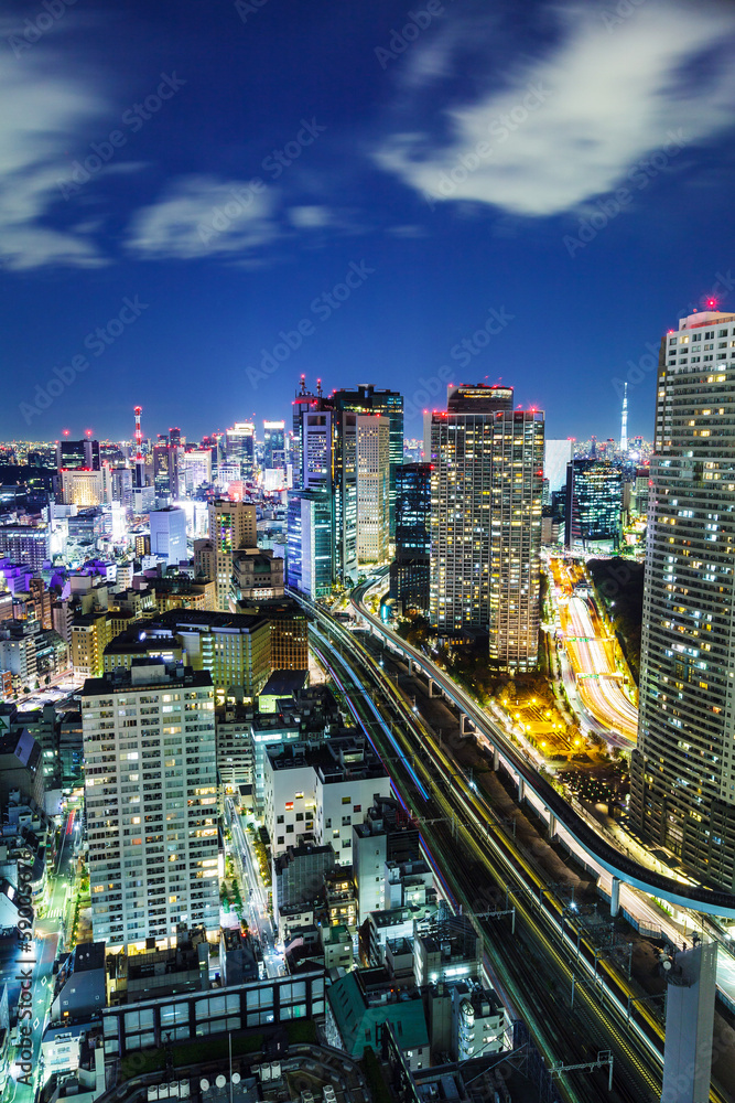 Cityscape in Tokyo at night