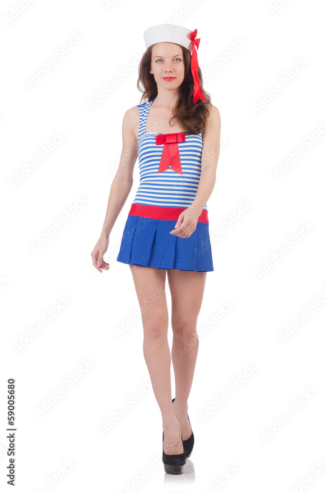Young flight attendant isolated on the white Young flight attendant isolated on the white