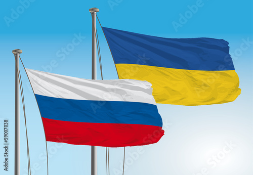 russia and ukraina flags
