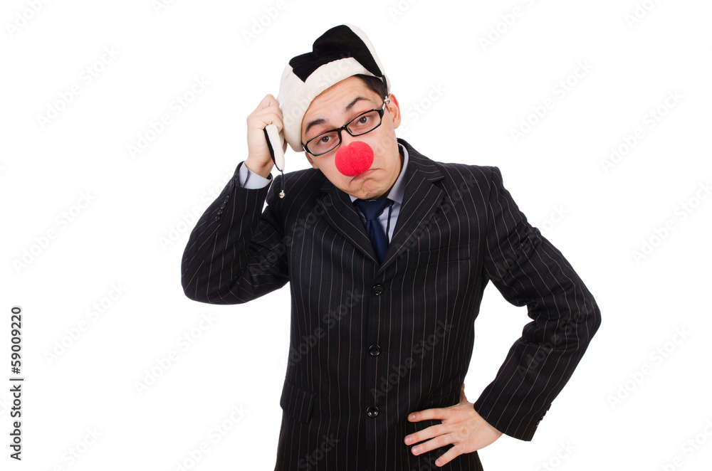 Clown businessman isolated on white Clown businessman isolated on white