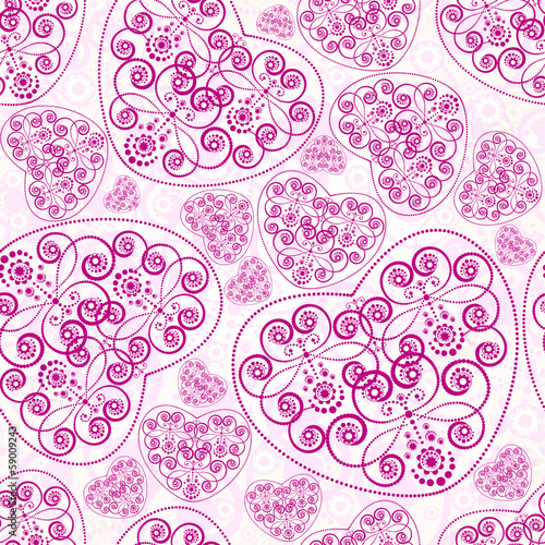 Seamless pattern of hearts. Vector wedding illustration.