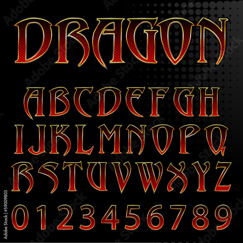 Abstract vector dragon style font