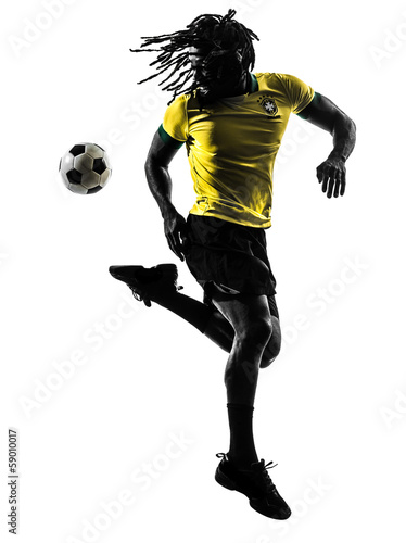 one black brazilian soccer football player man silhouette