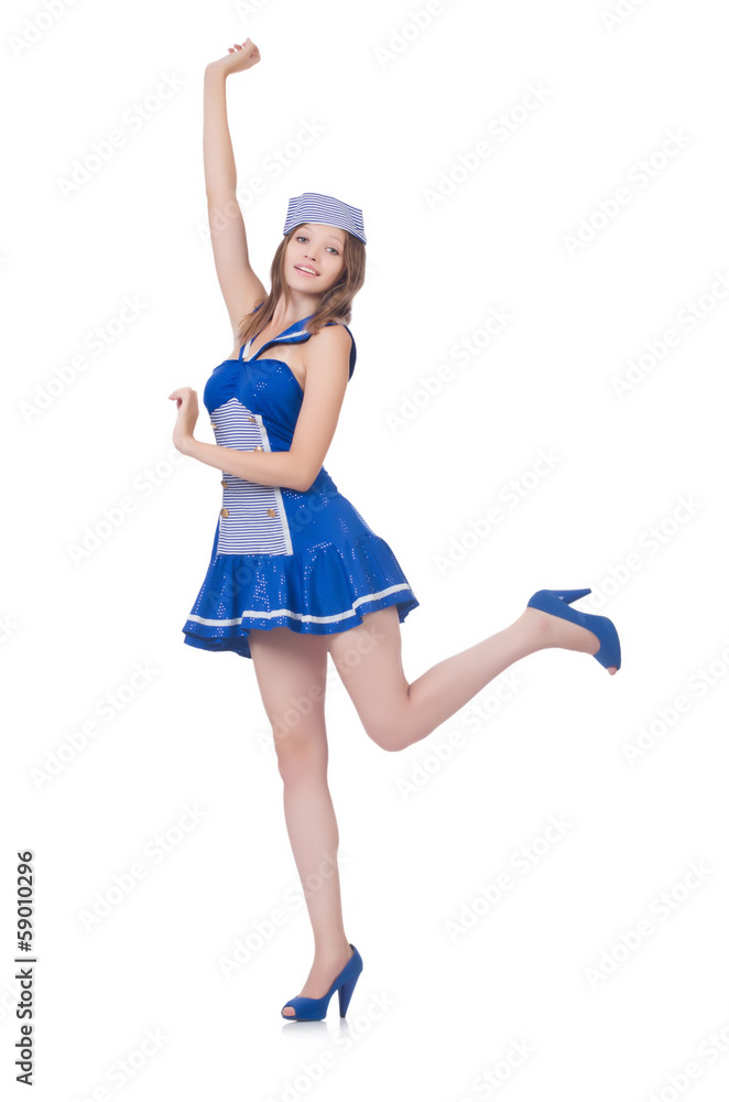 Young flight attendant isolated on the white Young flight attendant isolated on the white
