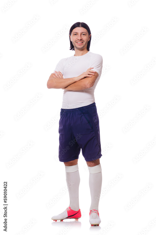 Young football player isolated on white Young football player isolated on white