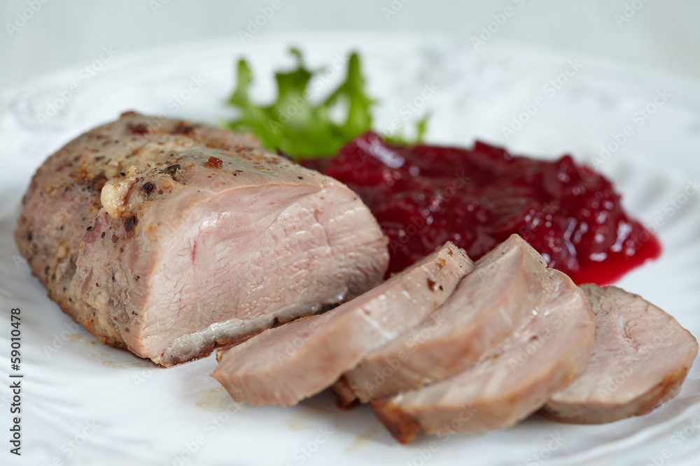 Duck breast with cranberry sauce