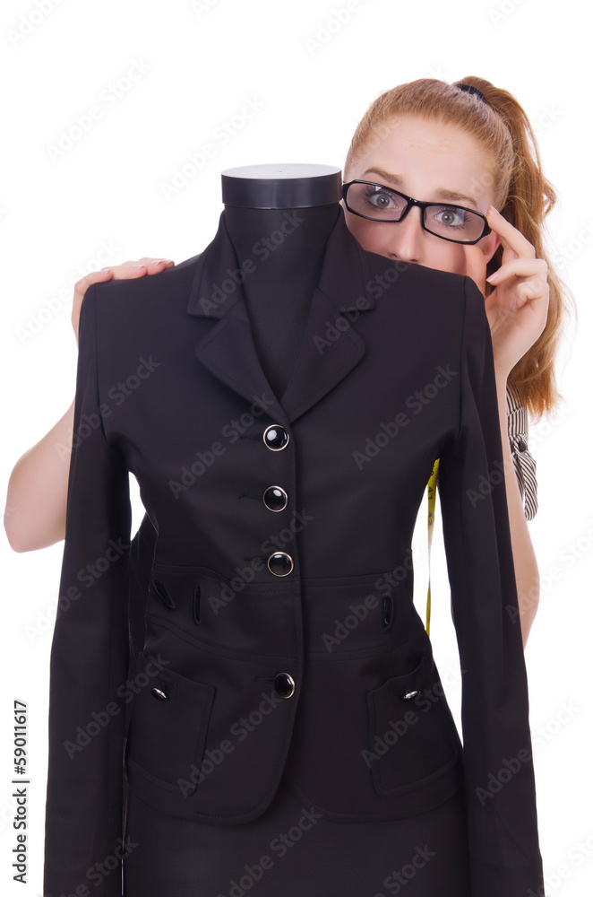 Young tailor isolated on white background Young tailor isolated on white background
