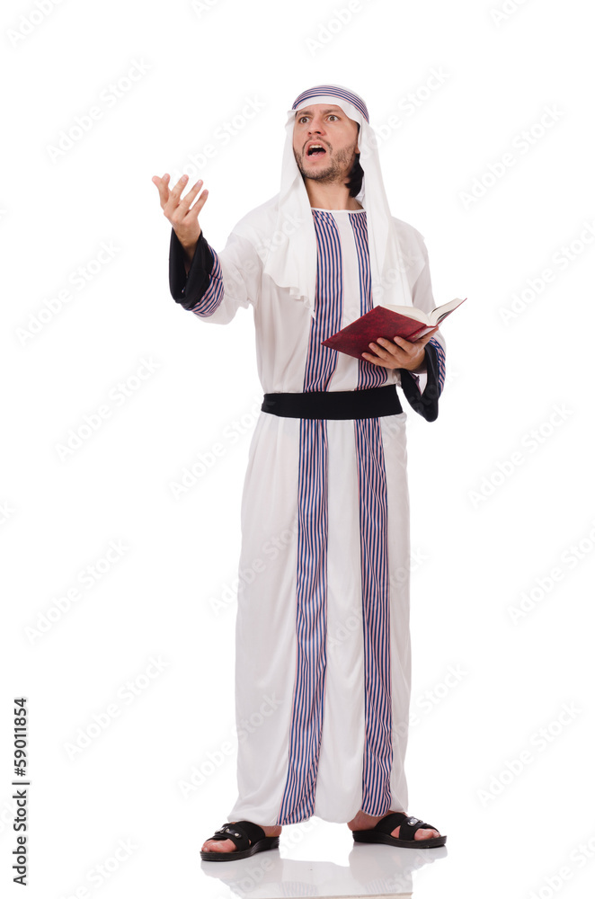Arab man with book isolated on white Arab man with book isolated on white