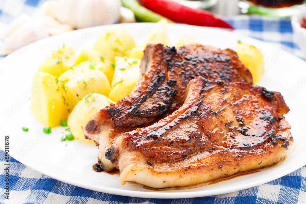 Fried pork loin with potato Fried pork loin with potato