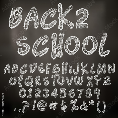 Abstract vector illustration of chalk sketched letters