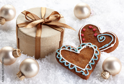Christmas decorations and gingerbread cookies