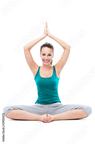 Woman sitting in lotus position