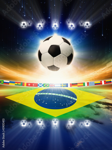 Soccer ball with brazil flag