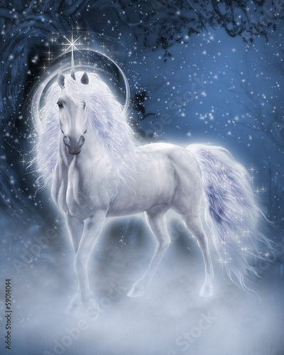 Dekoracja na wymiar  white-unicorn-3d-computer-graphics