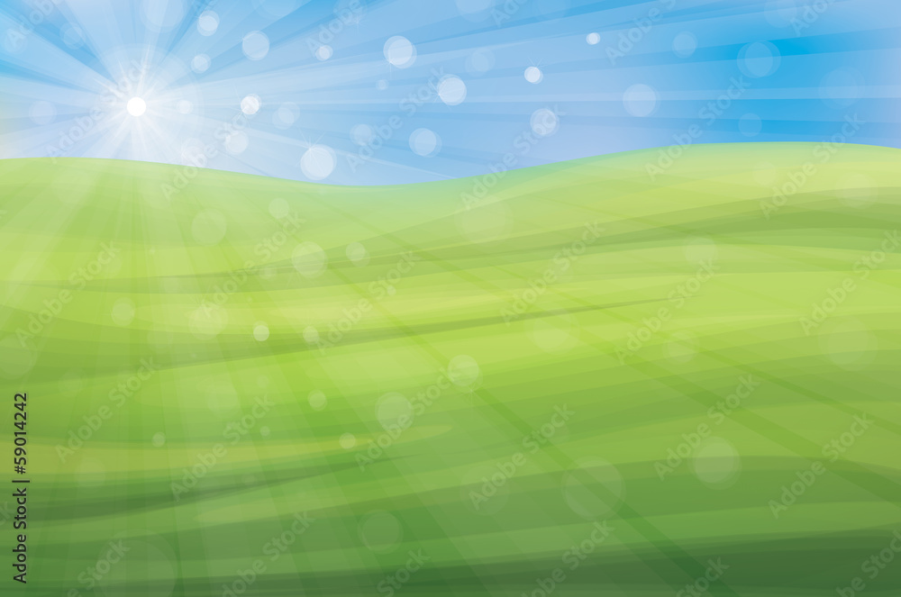 Vector spring background, blue sky and green grass. Vector spring background, blue sky and green grass.