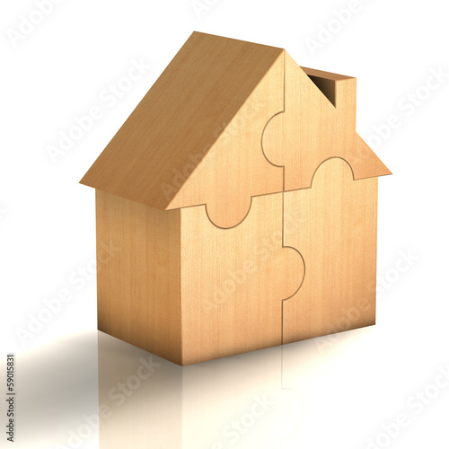 Puzzle Haus Holz N