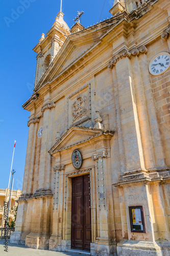 St Margaret church facade in the island of Gozo, Malta photo