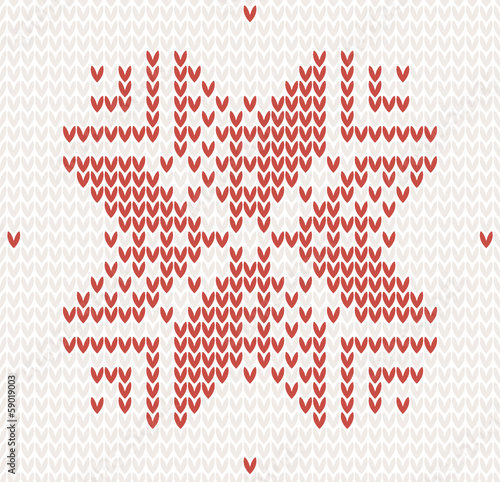 Red knitted snowflake. Vector Seamless