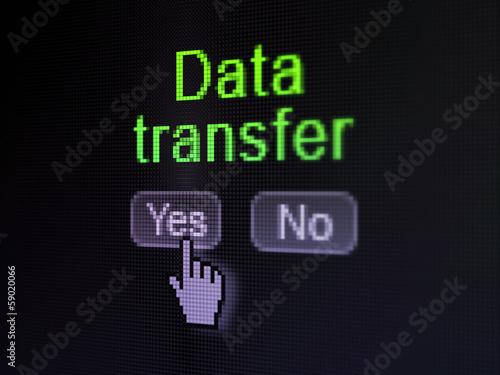 Data concept: Data Transfer on digital computer screen