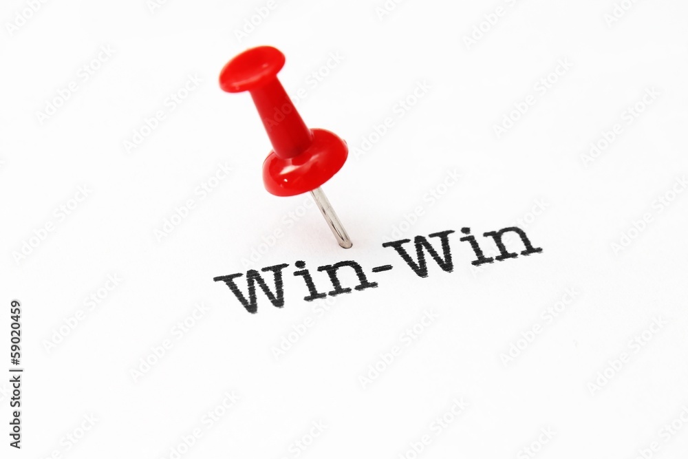 Push pin on win-win Push pin on win-win