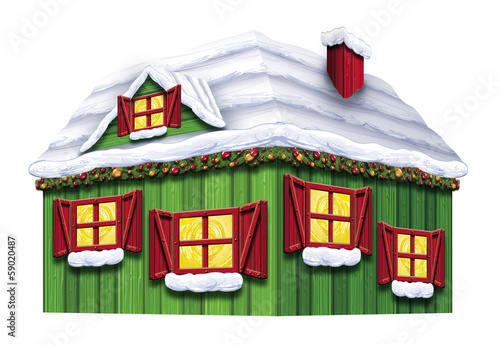 Maison Noël verte illustration
