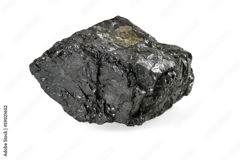 Piece of coal isolated on white