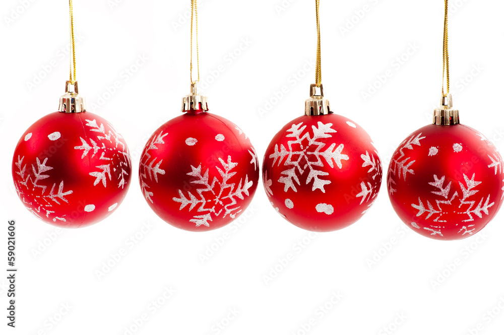 Christmas decoration four red ornaments