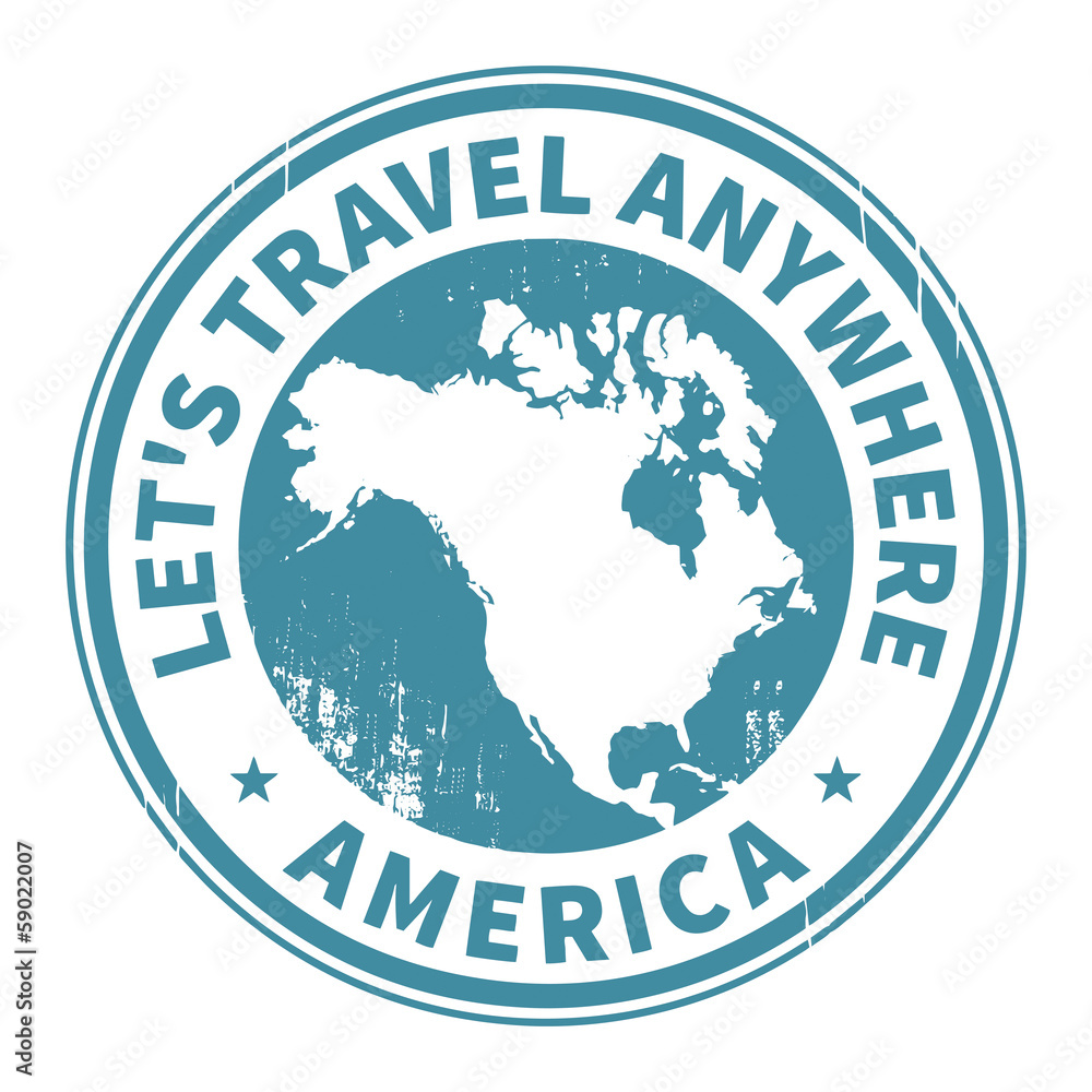 Grunge rubber stamp with the text Travel North America Grunge rubber stamp with the text Travel North America