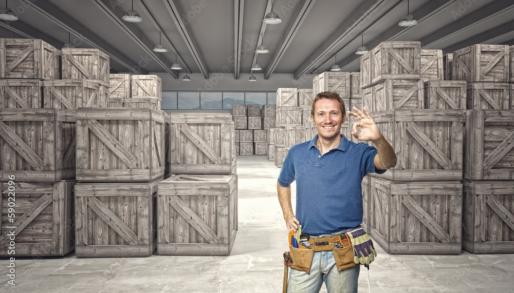 Fototapeta premium labor in warehouse
