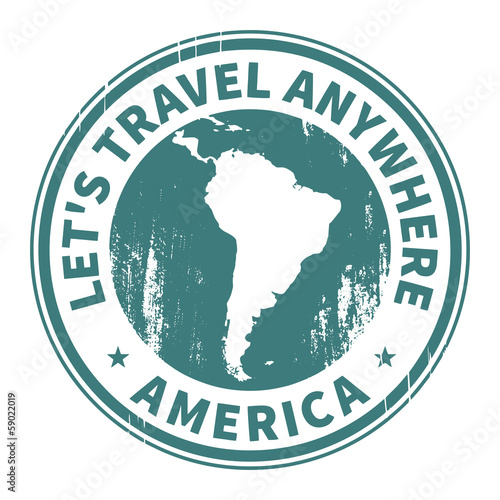 Grunge rubber stamp with the text Travel South America
