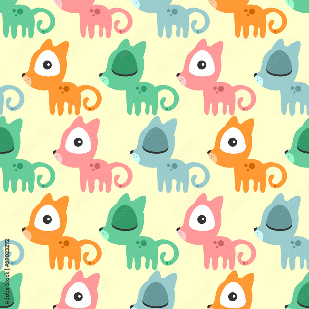 Seamless pattern with cute colorful kittens Seamless pattern with cute colorful kittens