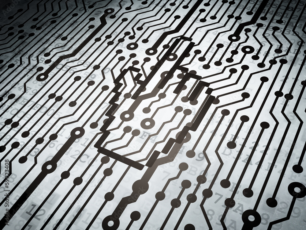 Fototapeta premium Web development concept: circuit board with Mouse Cursor