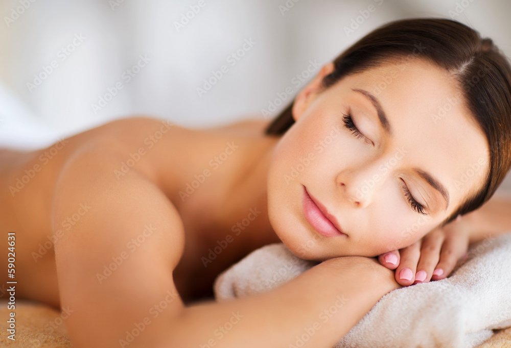 beautiful woman with closed eyes in spa beautiful woman with closed eyes in spa