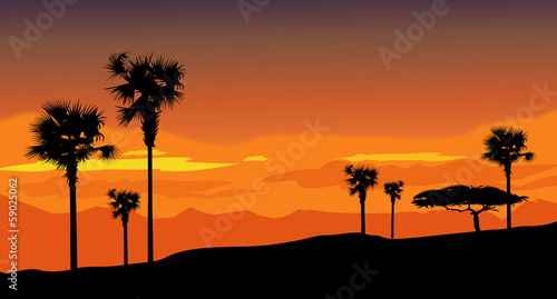 Afternoon Mountain Landscape-Vector