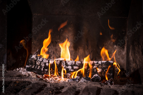 Fire in fireplace