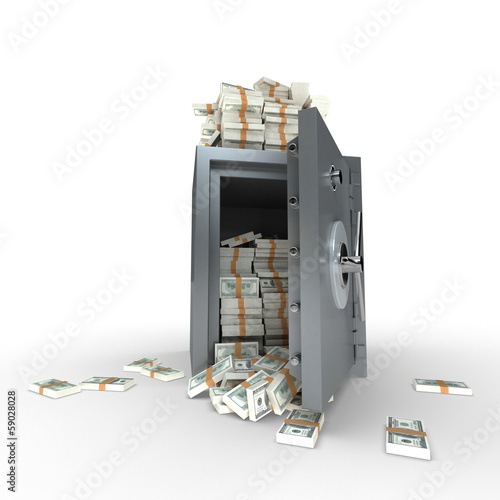 Safe full of 100 dollar notes