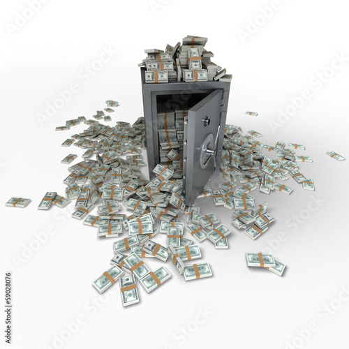 Safe full of 100 dollar notes