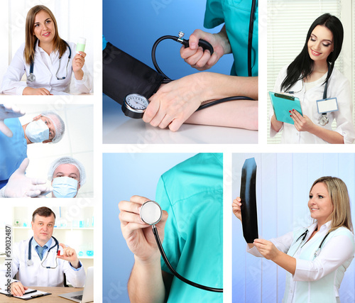 Collage of medical staff in...