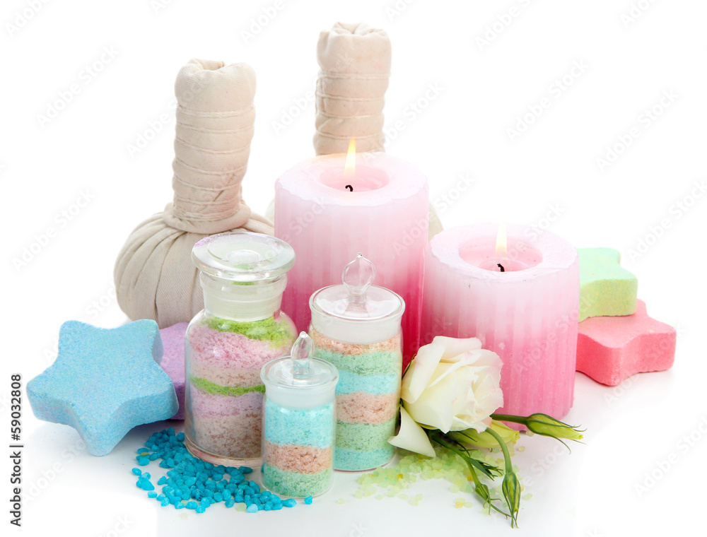 Aromatic salts in glass bottles and herbal compress balls for Aromatic salts in glass bottles and herbal compress balls for