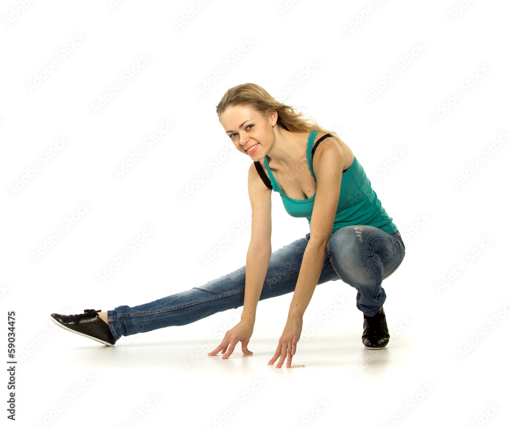 Woman doing stretching exercise Woman doing stretching exercise