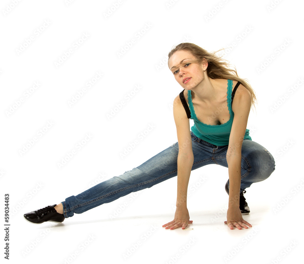 Fototapeta premium Woman doing stretching exercise