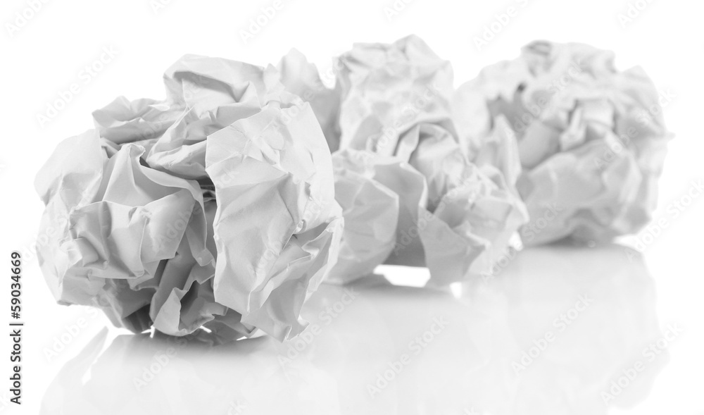 Crumpled paper balls isolated on white Crumpled paper balls isolated on white