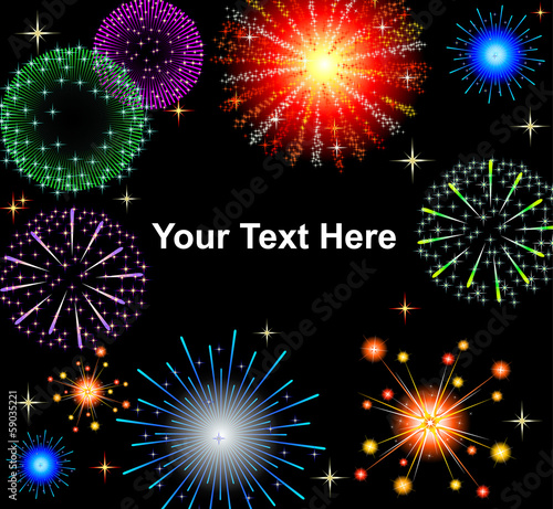 EPS10 vector illustration. Graphic fireworks in black background